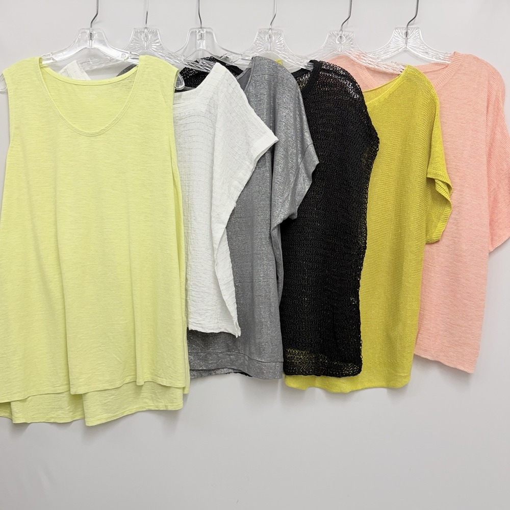 Group Lot of 6 Eileen Fisher Tops 5 Pre Owned 1 NWT $98.00 Linen Cotton Size XL